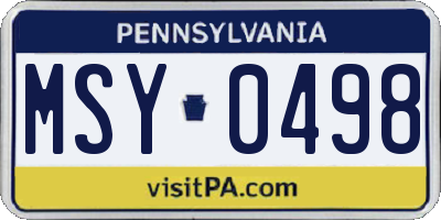 PA license plate MSY0498