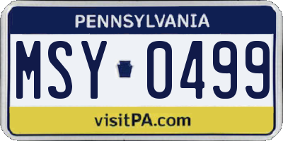 PA license plate MSY0499