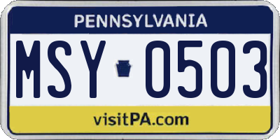 PA license plate MSY0503