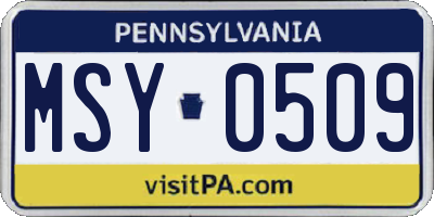 PA license plate MSY0509