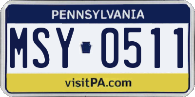 PA license plate MSY0511