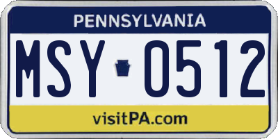 PA license plate MSY0512