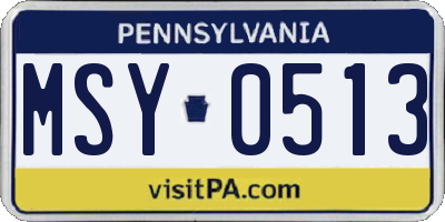 PA license plate MSY0513