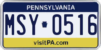 PA license plate MSY0516