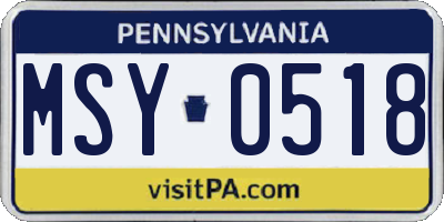 PA license plate MSY0518