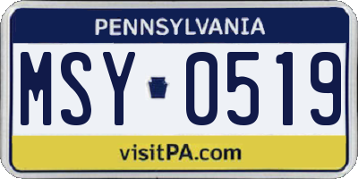 PA license plate MSY0519
