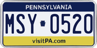 PA license plate MSY0520