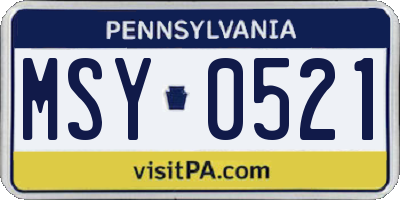 PA license plate MSY0521