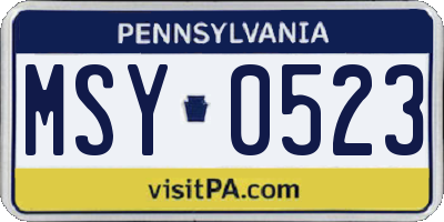 PA license plate MSY0523