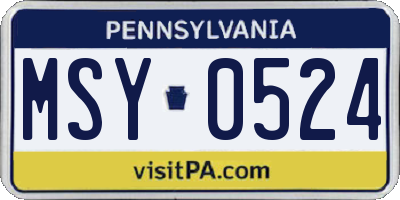 PA license plate MSY0524