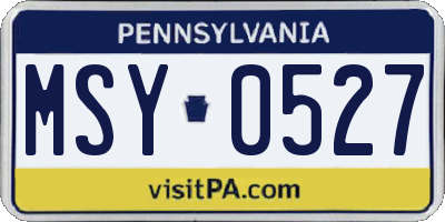 PA license plate MSY0527