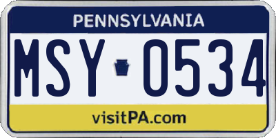 PA license plate MSY0534