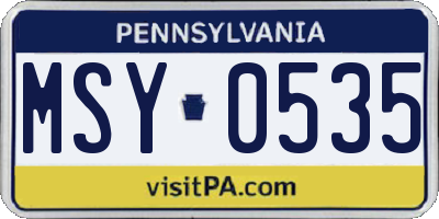 PA license plate MSY0535