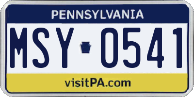 PA license plate MSY0541