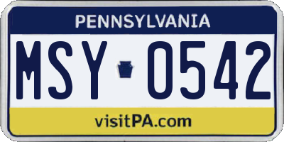 PA license plate MSY0542