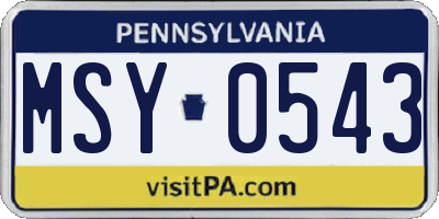 PA license plate MSY0543