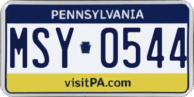 PA license plate MSY0544