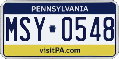 PA license plate MSY0548