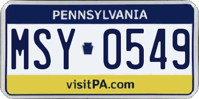 PA license plate MSY0549