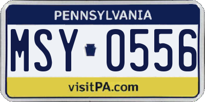 PA license plate MSY0556