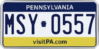 PA license plate MSY0557