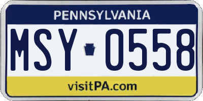 PA license plate MSY0558