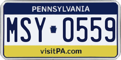 PA license plate MSY0559