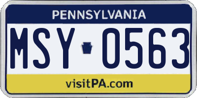 PA license plate MSY0563