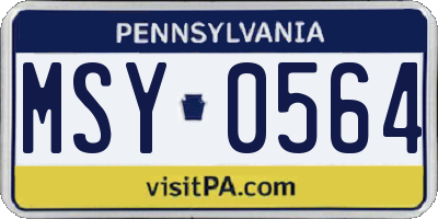 PA license plate MSY0564
