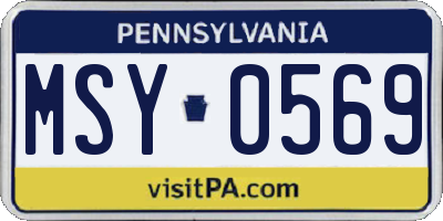 PA license plate MSY0569