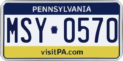 PA license plate MSY0570