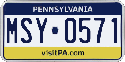 PA license plate MSY0571