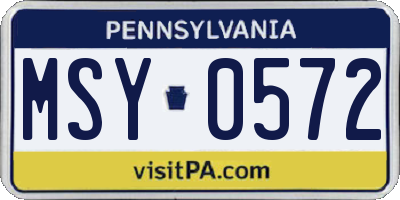 PA license plate MSY0572