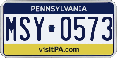 PA license plate MSY0573