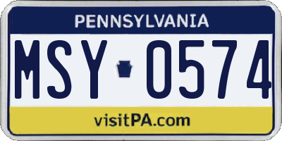 PA license plate MSY0574