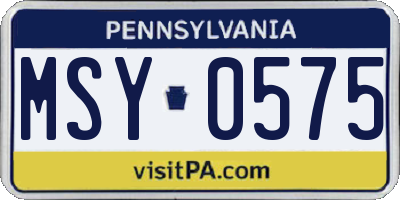PA license plate MSY0575