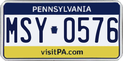 PA license plate MSY0576