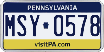 PA license plate MSY0578