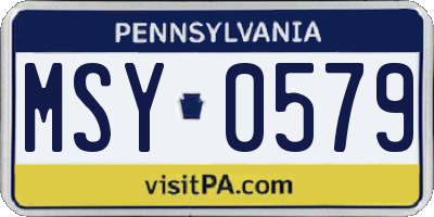 PA license plate MSY0579