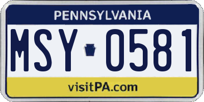 PA license plate MSY0581