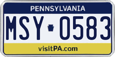 PA license plate MSY0583
