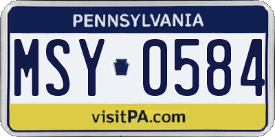 PA license plate MSY0584