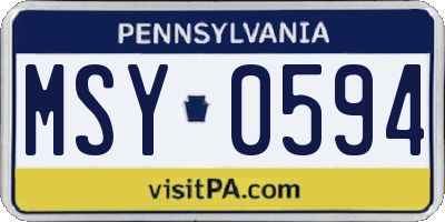 PA license plate MSY0594