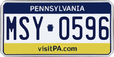 PA license plate MSY0596