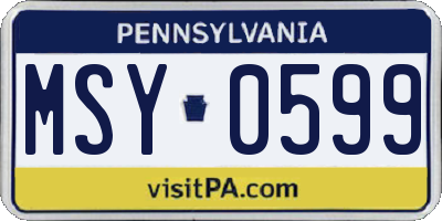 PA license plate MSY0599