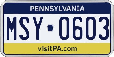 PA license plate MSY0603