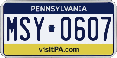 PA license plate MSY0607