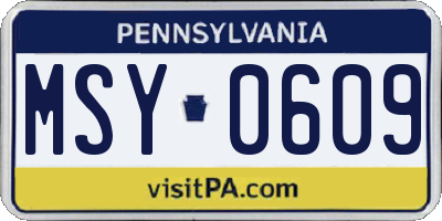 PA license plate MSY0609