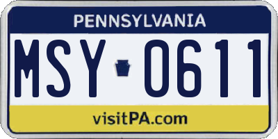 PA license plate MSY0611