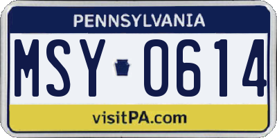 PA license plate MSY0614